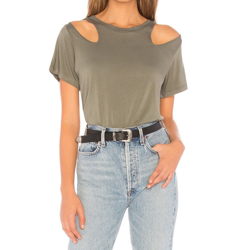 LNA Jesse Shoulder Cut Out Tee from Revolve Size XSmall